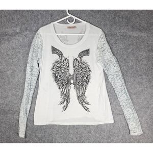 From Los‎ Angeles Bus Stop Shirt Women's 2XL Pistol Angel Wings Rhinestones